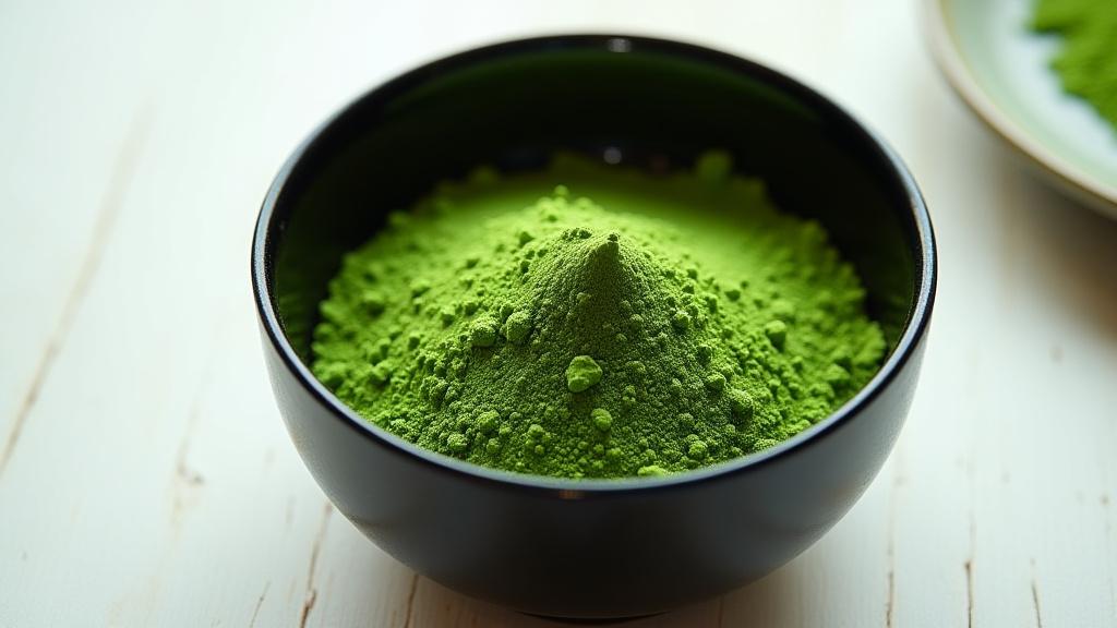 鮮やかな緑色の高級抹茶パウダー