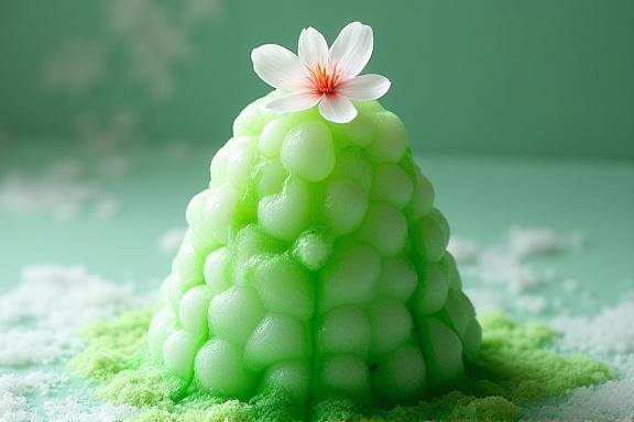 自家製茶シロップをかけた贅沢なかき氷