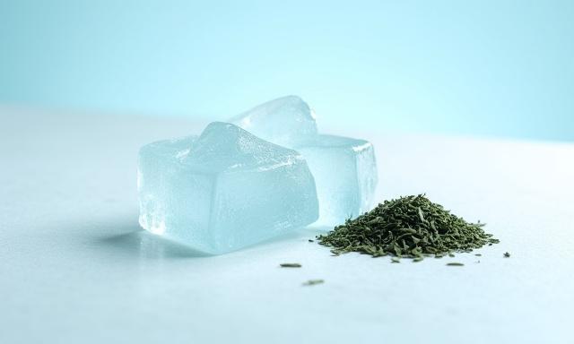 氷と繊細な茶葉のイメージ